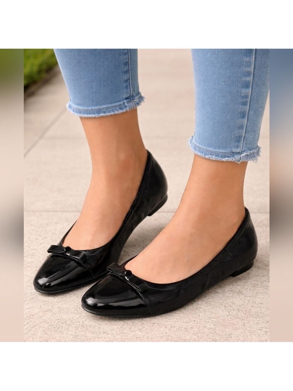 Cole Haan Grand OS Rosalie Patent Toe Bow Ballet Flats, Size 6B